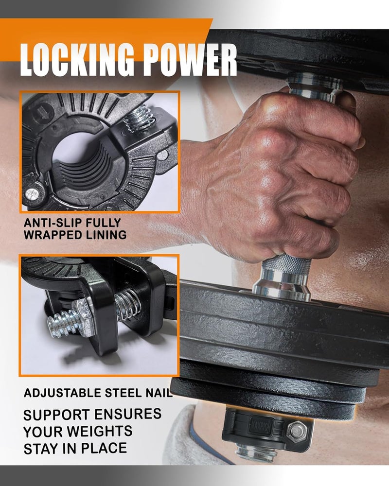 MAXRICH T Barbell Clamp 1 inch Multiple Sizes & Adjustable Weight Clips for Barbell Quick Release Barbell Clips|Barbell Collar Bar Locks for Weight Lifting (Black) - Image 3
